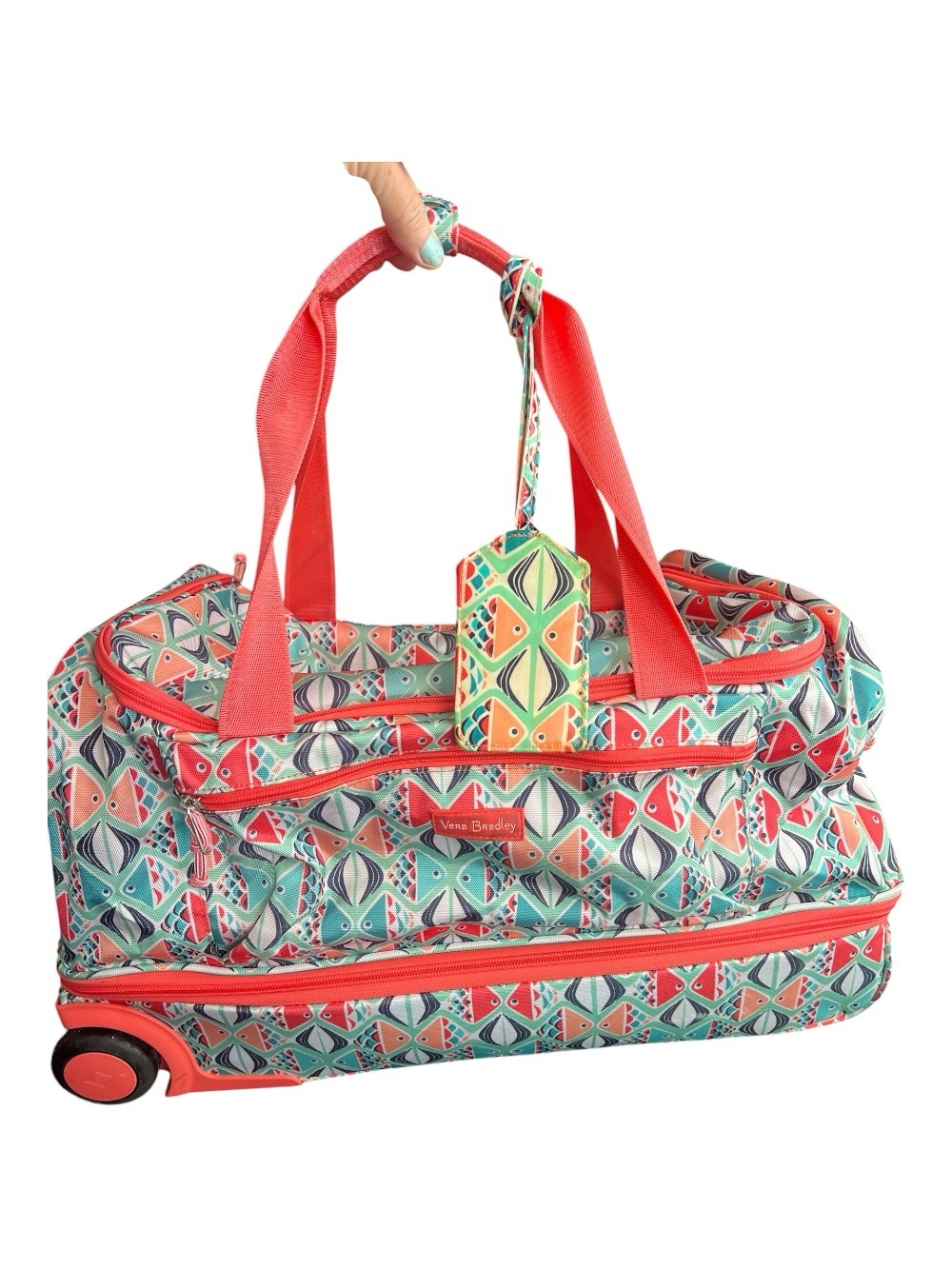 Vera Bradley Lighten Up Rolling Duffel in “Go Fish" pattern